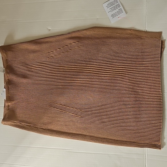NWT Topshop Ribbed Bandeau Convertible Top/High Waist Skirt w Slit Camel L - Picture 8 of 14